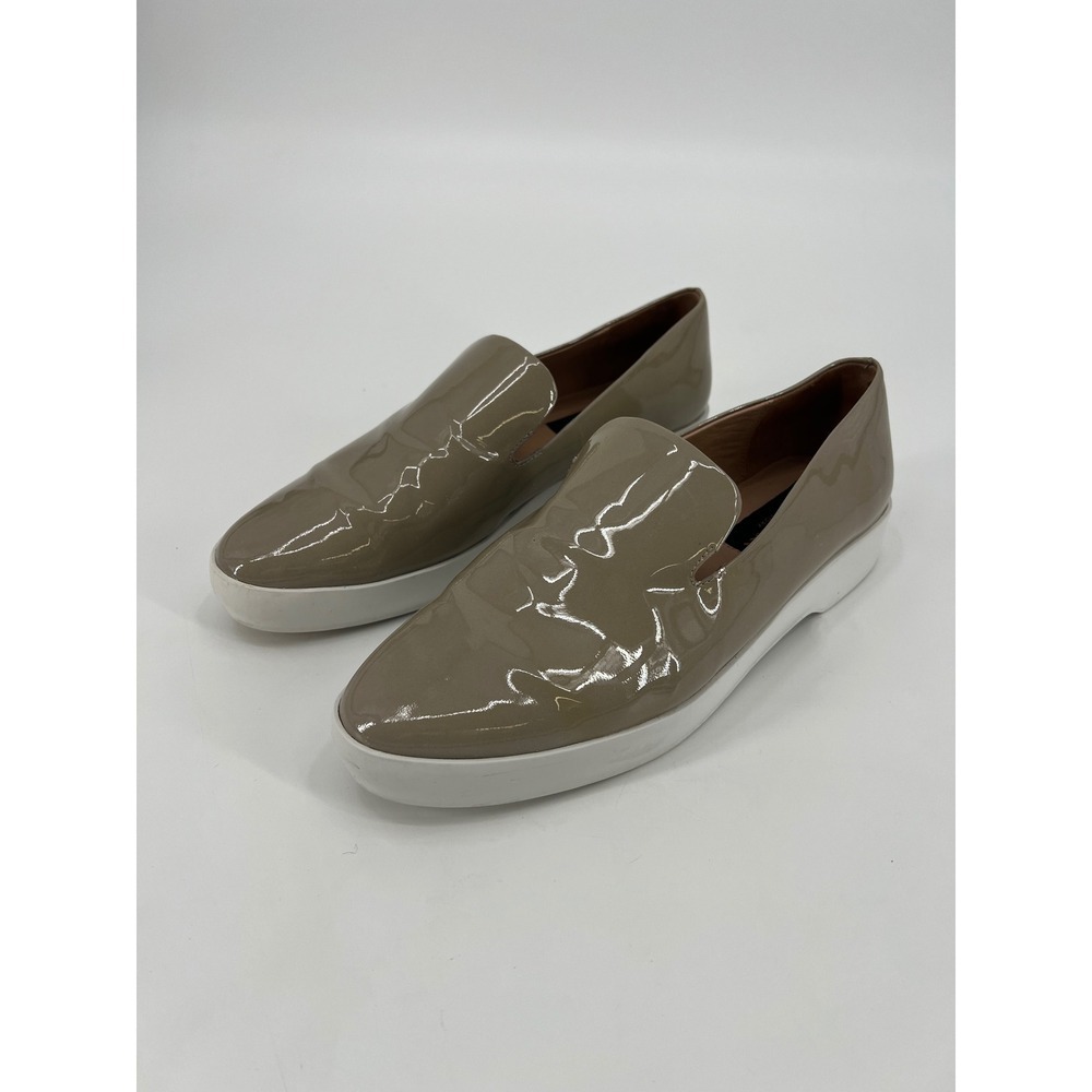 Donna Karan New York Patent Leather Platform Loafers Taupe size 8 women's